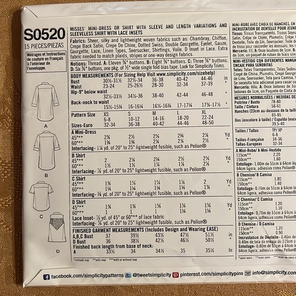 Simplicity sewing pattern S0520 - Picture 2 of 2